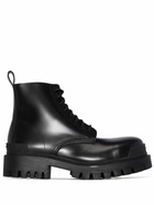 BALENCIAGA - Strike Leather Lace-up Boots