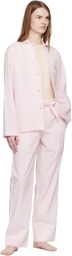 Tekla Pink Poplin Long-Sleeved Pyjama Shirt