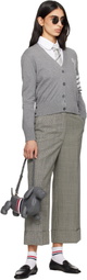 Thom Browne Gray Tennis Racquets 4-Bar Cotton V-Neck Cardigan