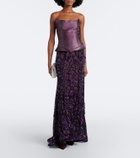 Là Fuori Iris embellished silk corset gown