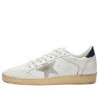 Golden Goose Men's Ball Star Leather Sneakers in White/Ice/Night Blue