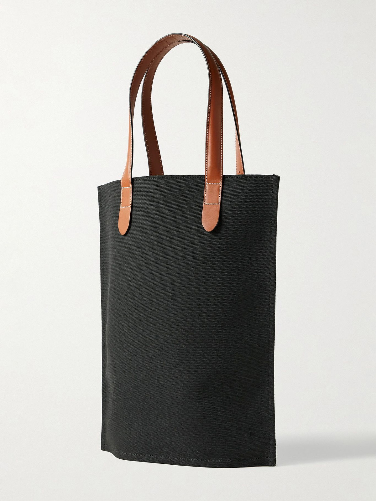 Medium leather-trimmed printed canvas tote