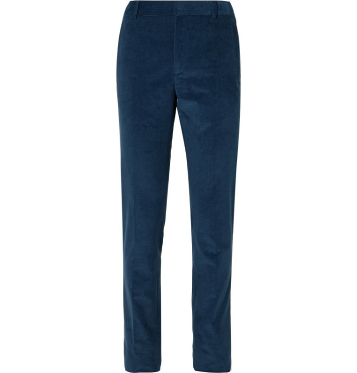 Photo: Loro Piana - Tapered Cotton and Cashmere-Blend Corduroy Suit Trousers - Blue