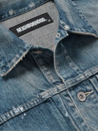 Neighborhood - Slim-Fit Cropped Embroidered Distressed Denim Jacket - Blue