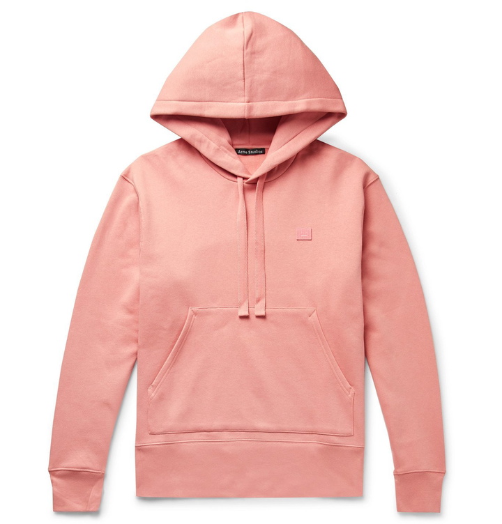 Photo: Acne Studios - Ferris Logo-Appliquéd Fleece-Back Cotton-Jersey Hoodie - Pink