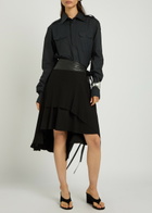 Aaron Esh Belted Asymmetric Jersey Mini Skirt Black