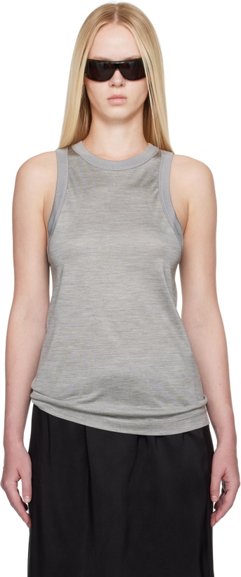 Photo: Carven Gray Silk Jersey Tank Top