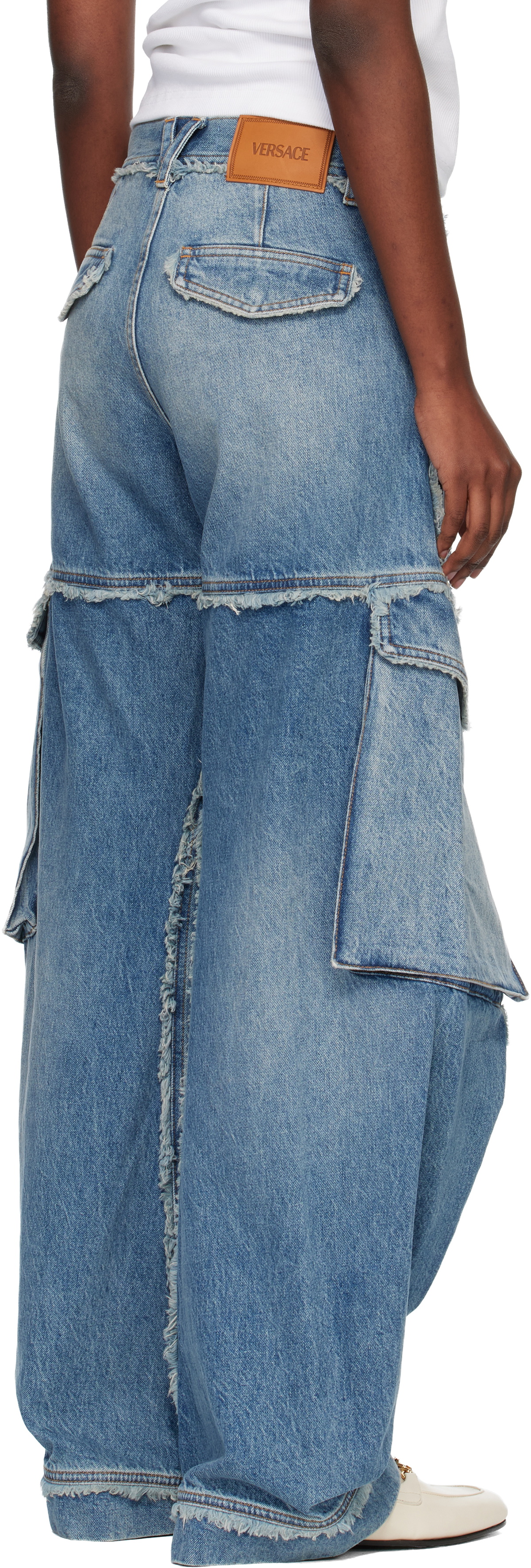 Versace Blue Low-Waist Cargo Jeans