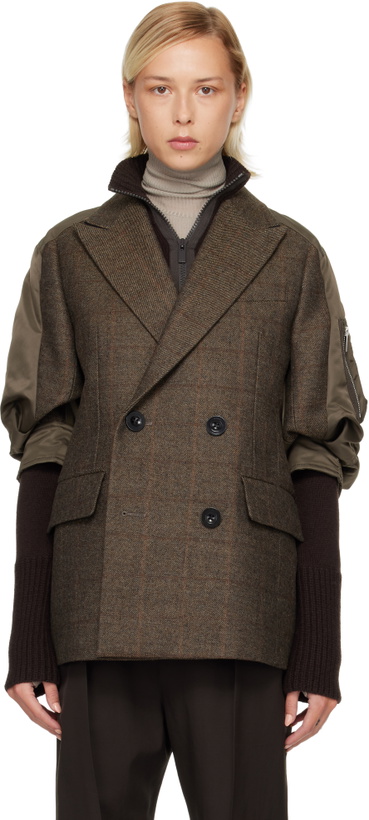 Photo: sacai Brown Double-Faced Plaid Blazer