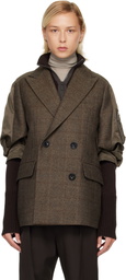 sacai Brown Double-Faced Plaid Blazer