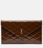 Saint Laurent Paris quilted patent leather pouch