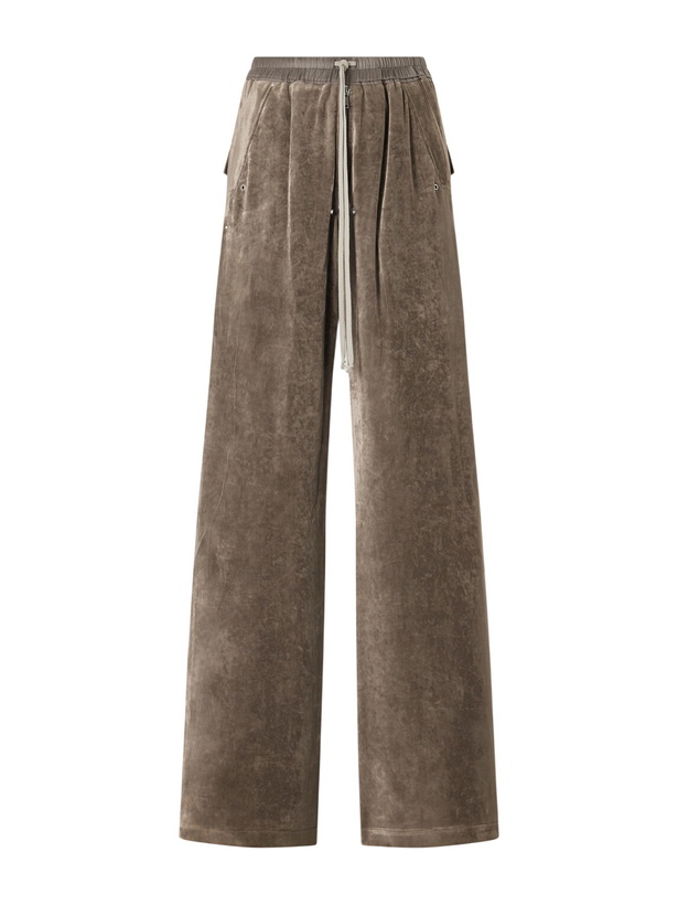 Photo: Rick Owens - Bela Wide-Leg Drawstring Velour Trousers - Neutrals