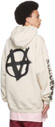 VETEMENTS Beige Anarchy Gothic Logo Hoodie