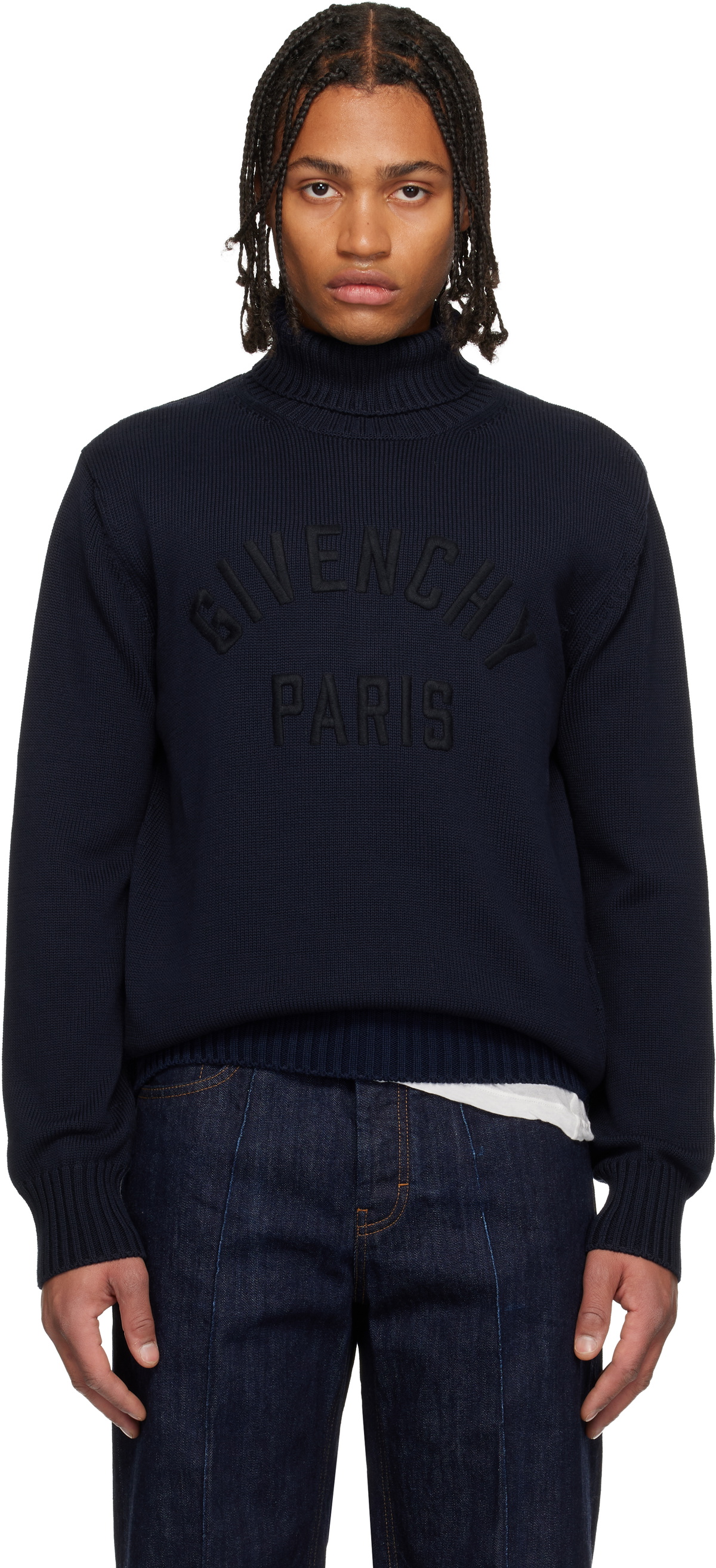 Givenchy Navy Cotton Turtleneck Sweater