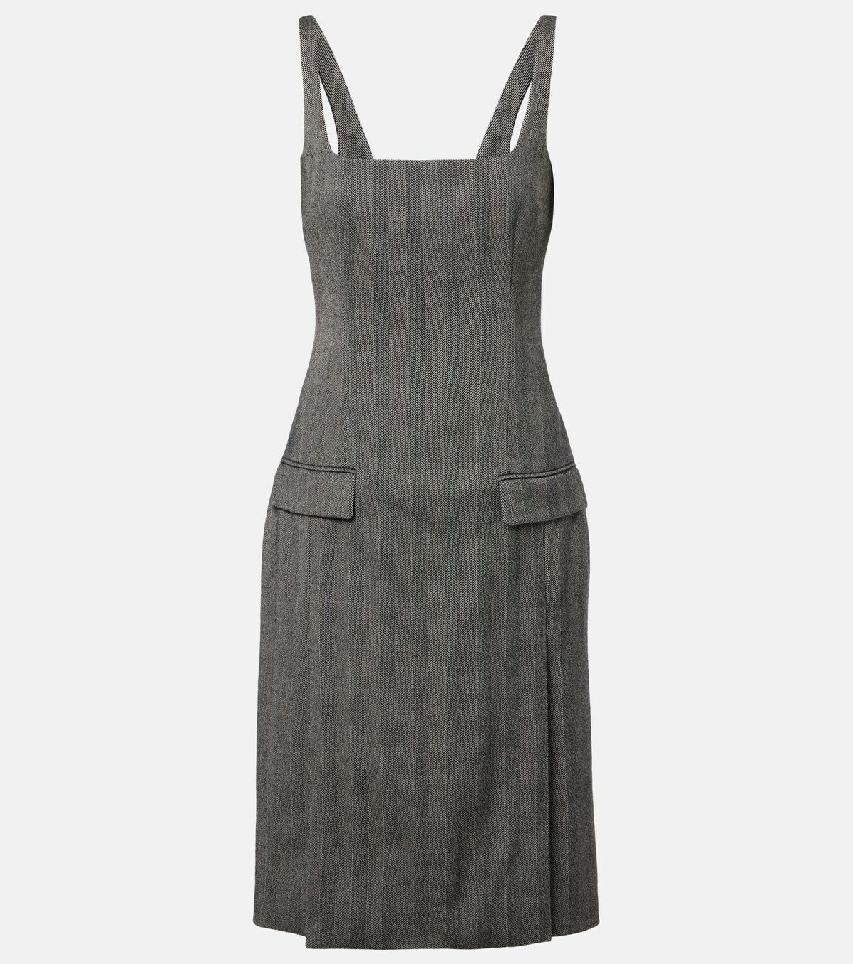 Ferragamo Chevron wool-blend midi dress