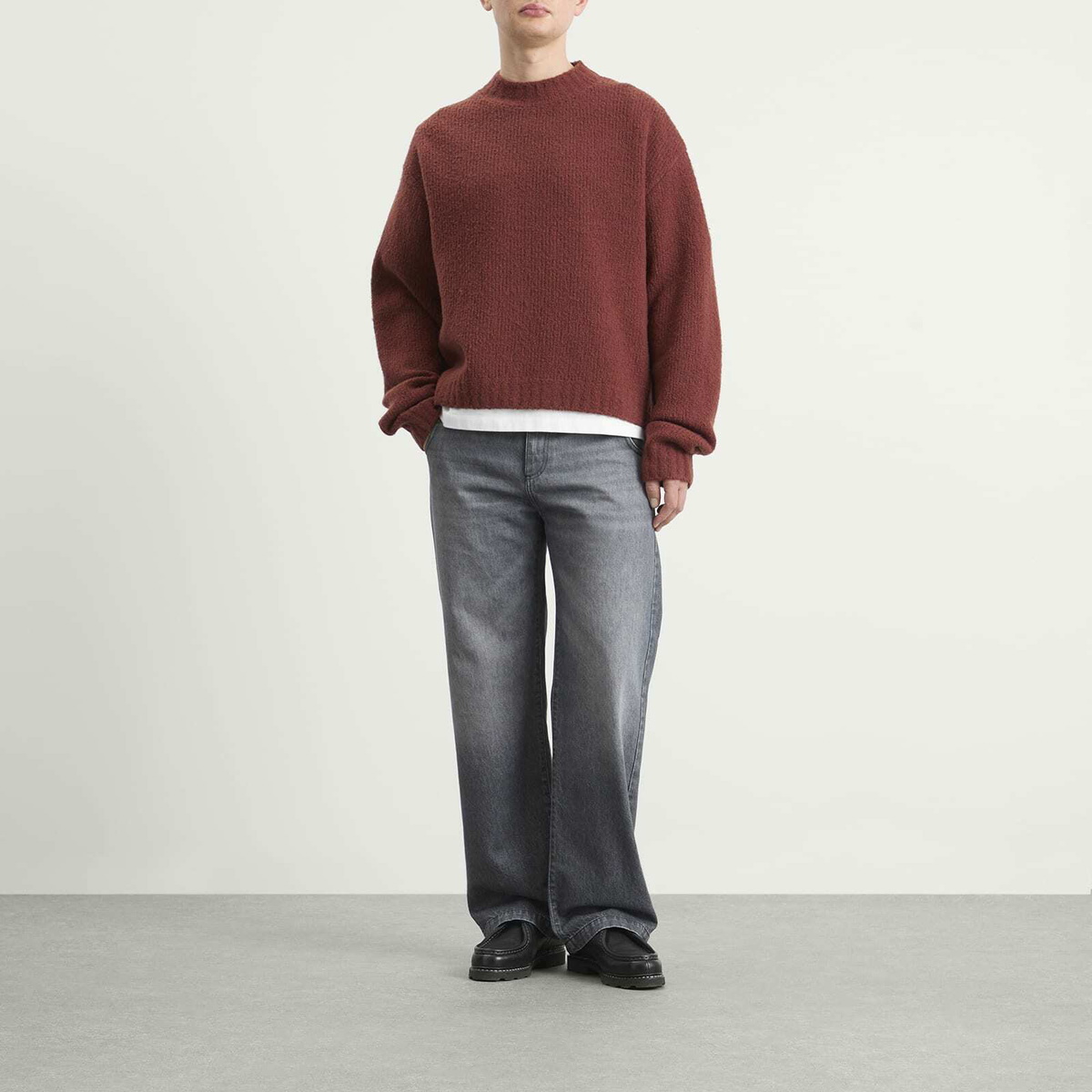 Bound Men's Cropped Wool Jumper in Brick