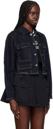We11done Navy Cropped Denim Jacket
