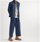 11.11/eleven eleven - Ride Wide-Leg Cropped Pleated Indigo-Dyed Cotton Trousers - Blue