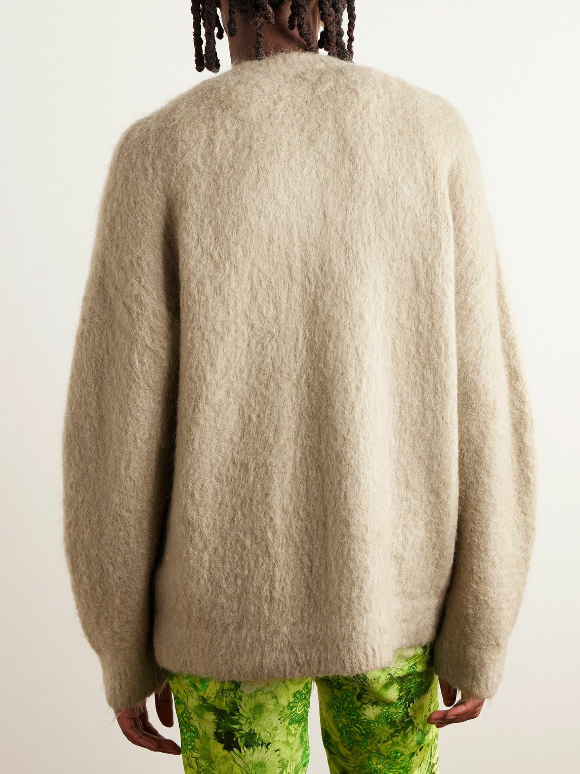 Acne Studios - Komer Brushed Stretch-Nylon, Wool and Mohair-Blend Cardigan  - Neutrals Acne Studios