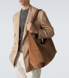 Brunello Cucinelli Leather-trimmed suede shoulder bag
