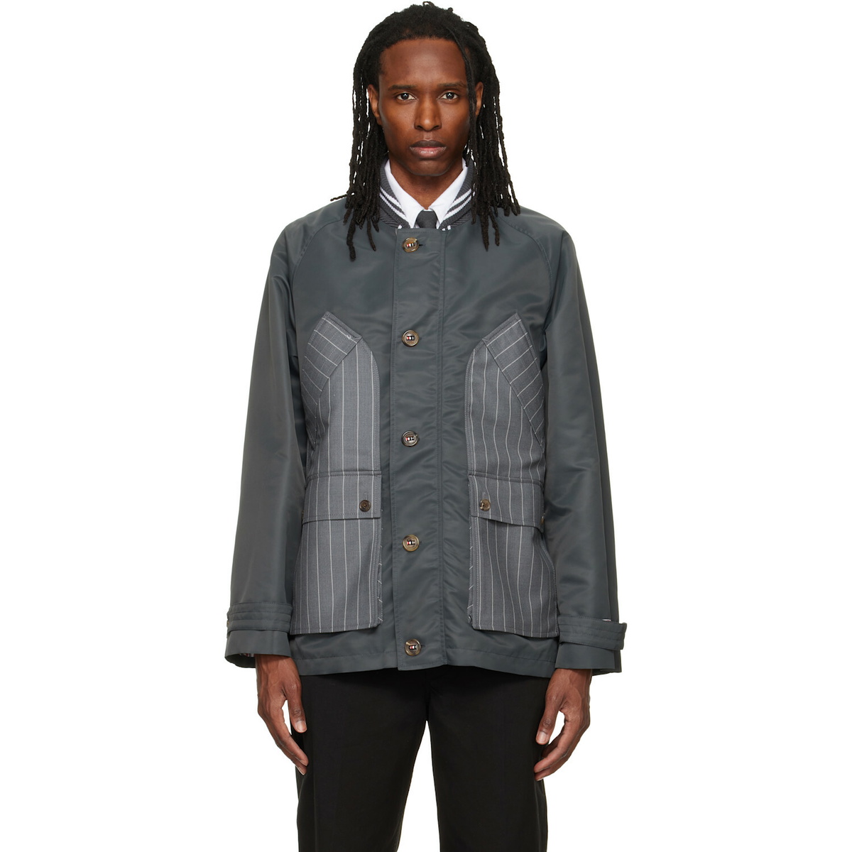 THOM BROWNE タイプライター フィールドジャケット Thom Browne Men's Typewriter Cloth Sports Jacket in Navy Thom Browne