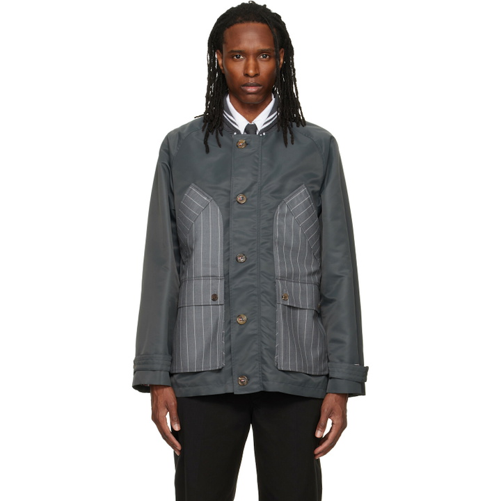 Photo: Thom Browne Gray Tech Twill Field Jacket