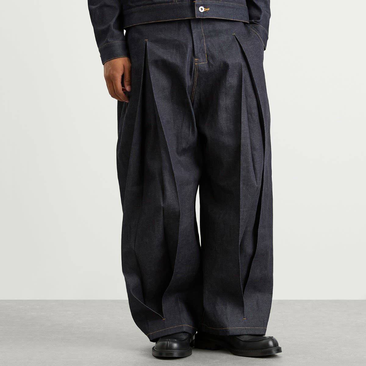 Sage Nation Men's Raw Indigo Box Pleat Trouser