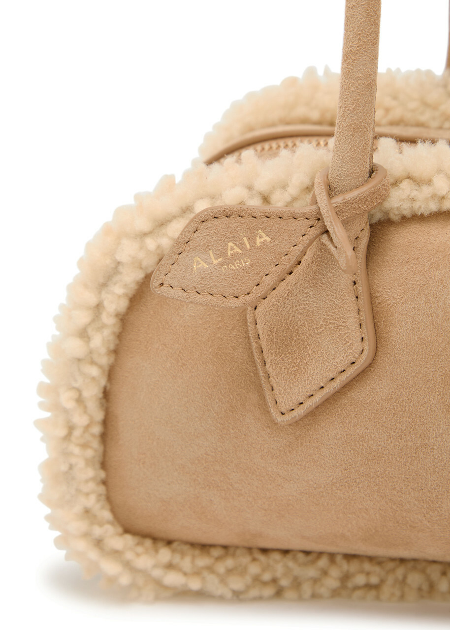 Alaïa Le Teckle Medium Shearling-trimmed Suede Shoulder bag - Camel - One Size