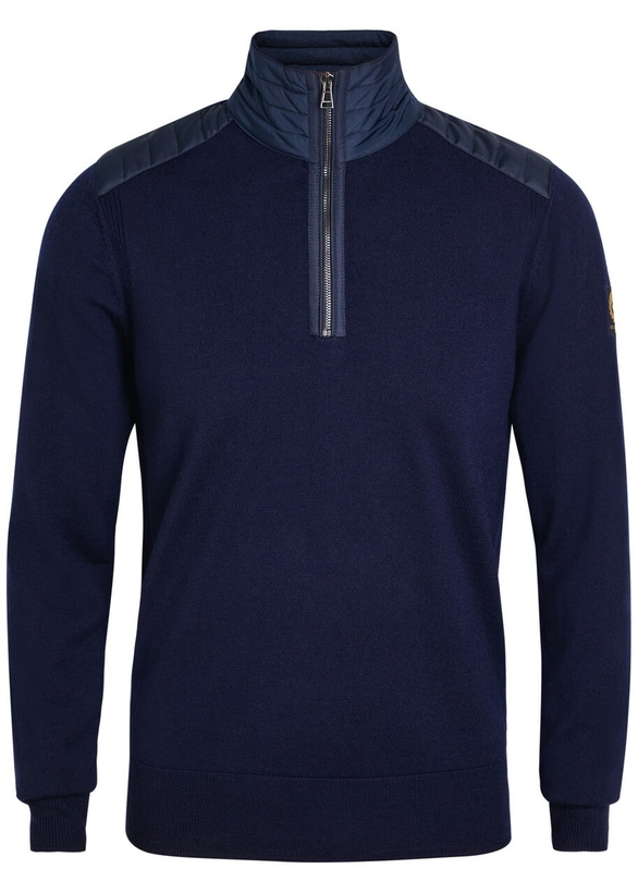 Photo: Belstaff Kilmington Quater zip Knit Wool-blend Jumper Navy