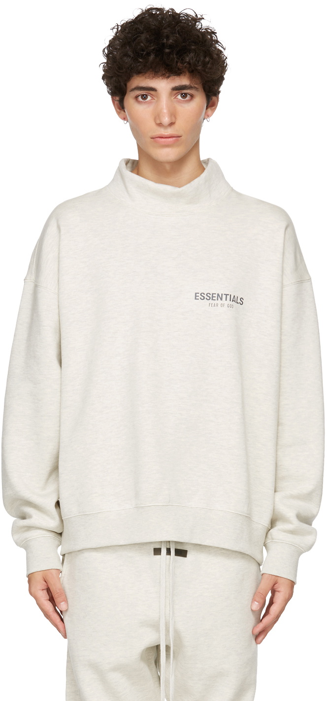 Essentials Grey Pullover Mock Neck Sweatshirt Essentials