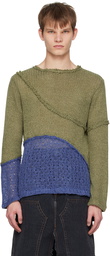 Andersson Bell Khaki & Blue Contrast Sweater