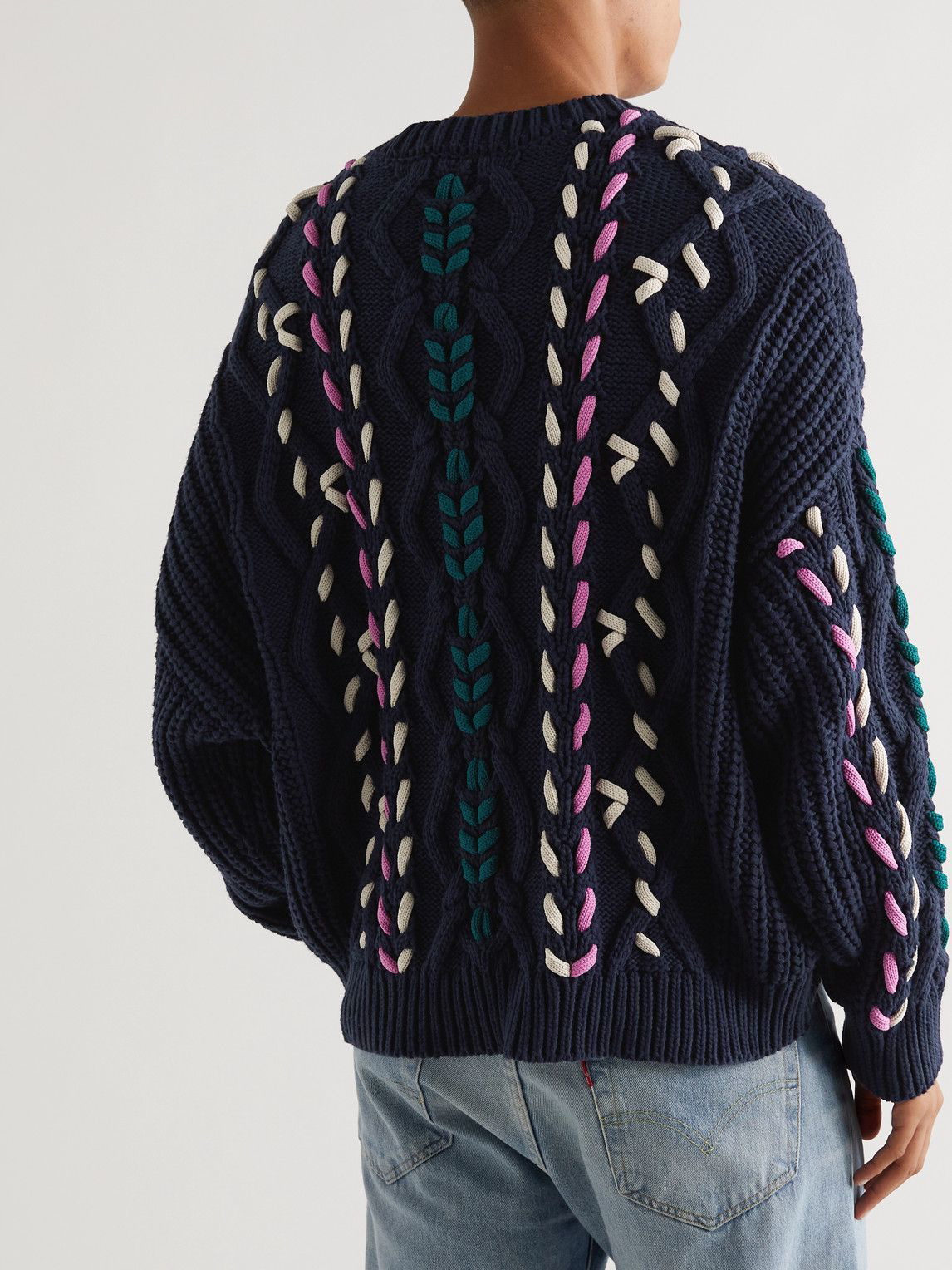 Louis Vuitton Thistle Intarsia-knit Wool Jumper in Blue for Men