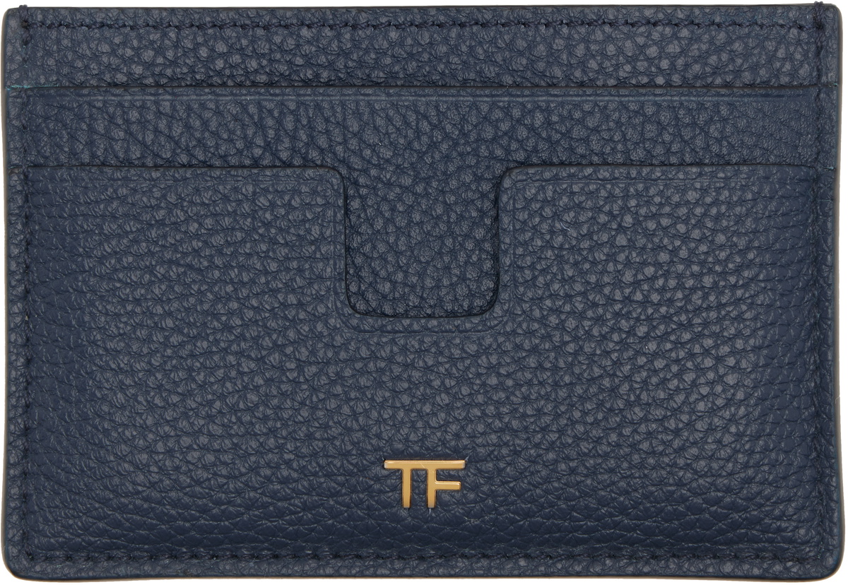 TOM FORD Blue Croc-Embossed Card Holder TOM FORD