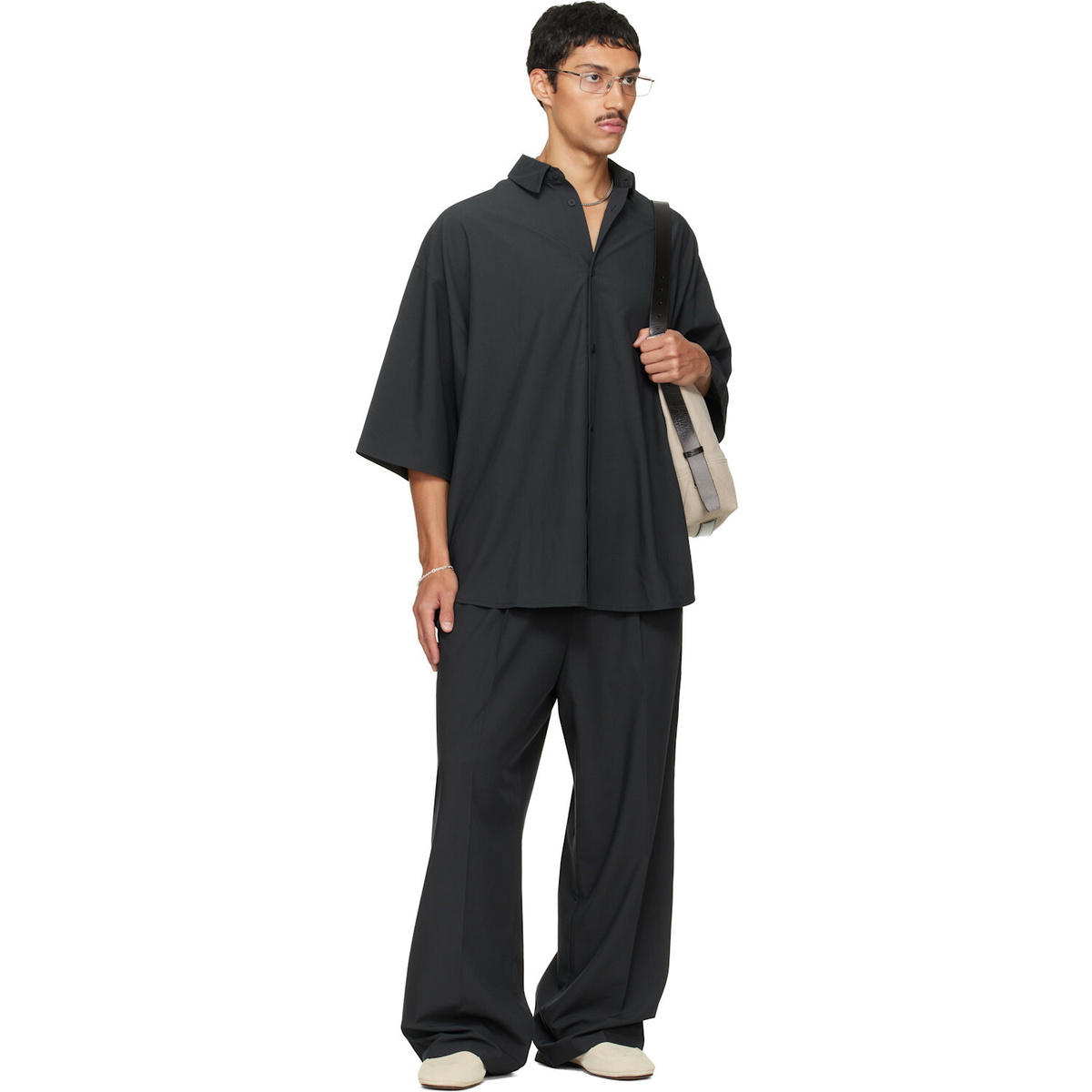 Fear of God ESSENTIALS Black Pleat Front Drawstring Trousers