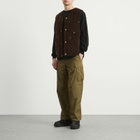 Taion Men's Work V-Neck Button Down Vest in Dark Brown