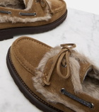 Brunello Cucinelli Shearling-lined suede boat shoes