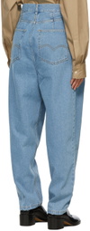 Hed Mayner Blue Pleated Denim Jeans