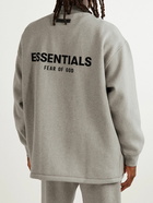 FEAR OF GOD ESSENTIALS - Logo-Flocked Cotton-Blend Jersey Sweatshirt - Gray