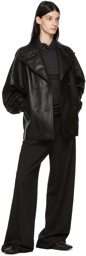 LVIR Black Double-Breasted Faux-Leather Jacket