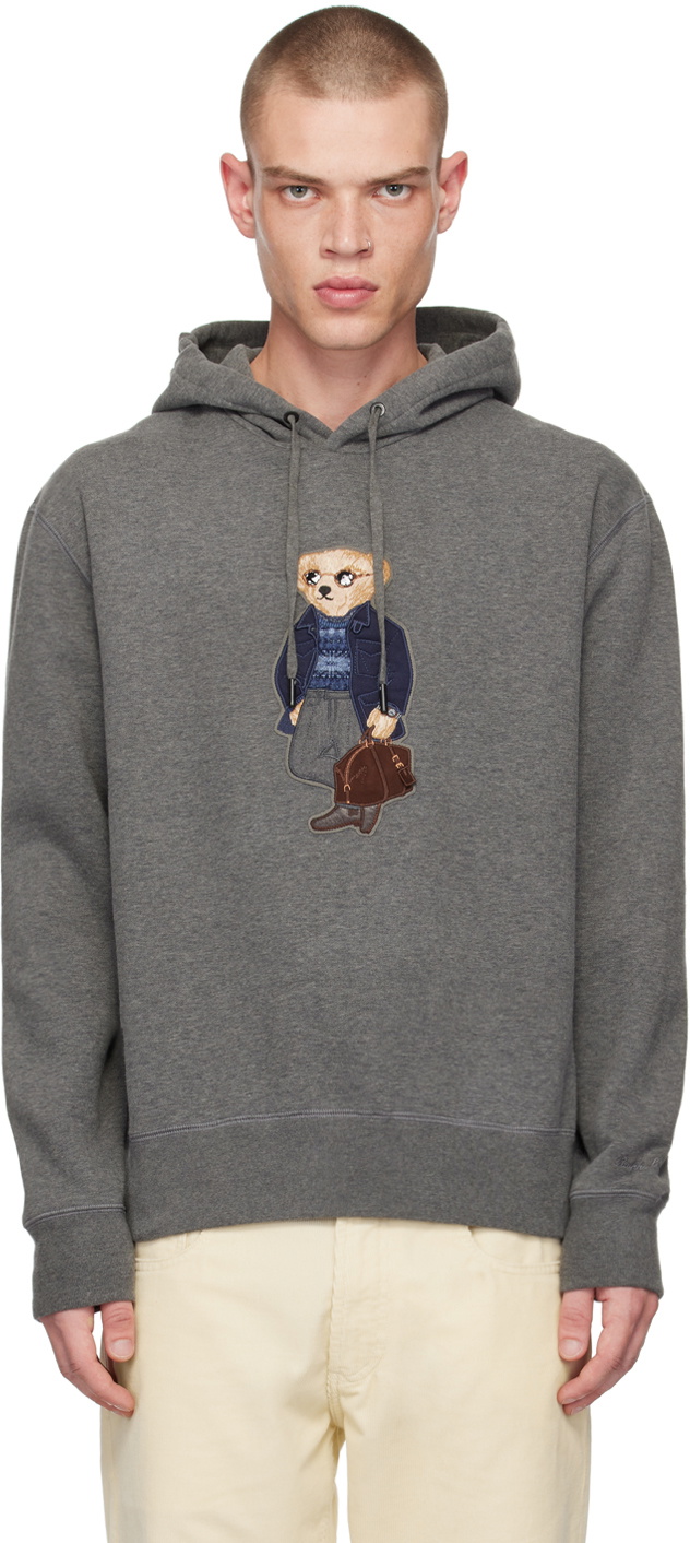 Ralph Lauren Purple Label Gray Polo Bear Hoodie Ralph Lauren
