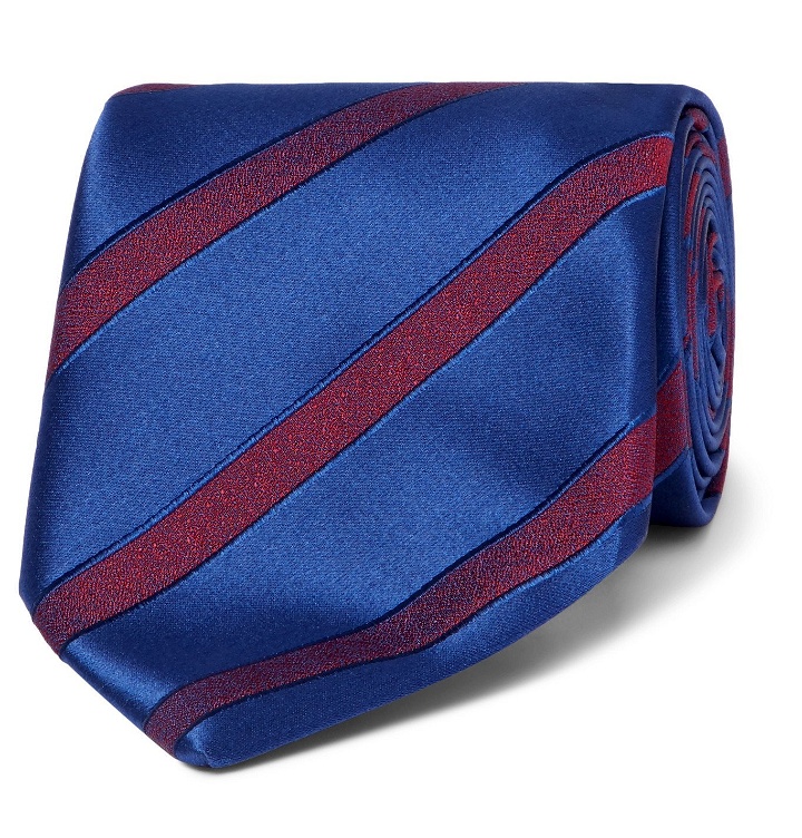 Photo: Charvet - 7.5cm Striped Wool and Silk-Blend Jacquard Tie - Blue