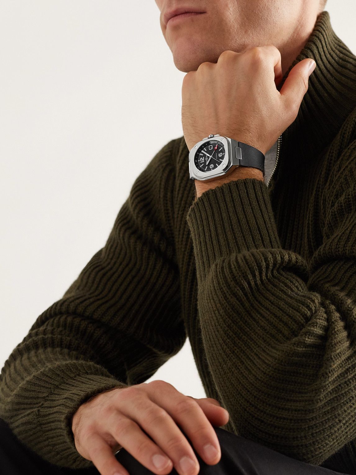 Bell & Ross - GMT Automatic 41mm Stainless Steel and Rubber Watch, Ref. No. BR05G-BL-ST/SRB