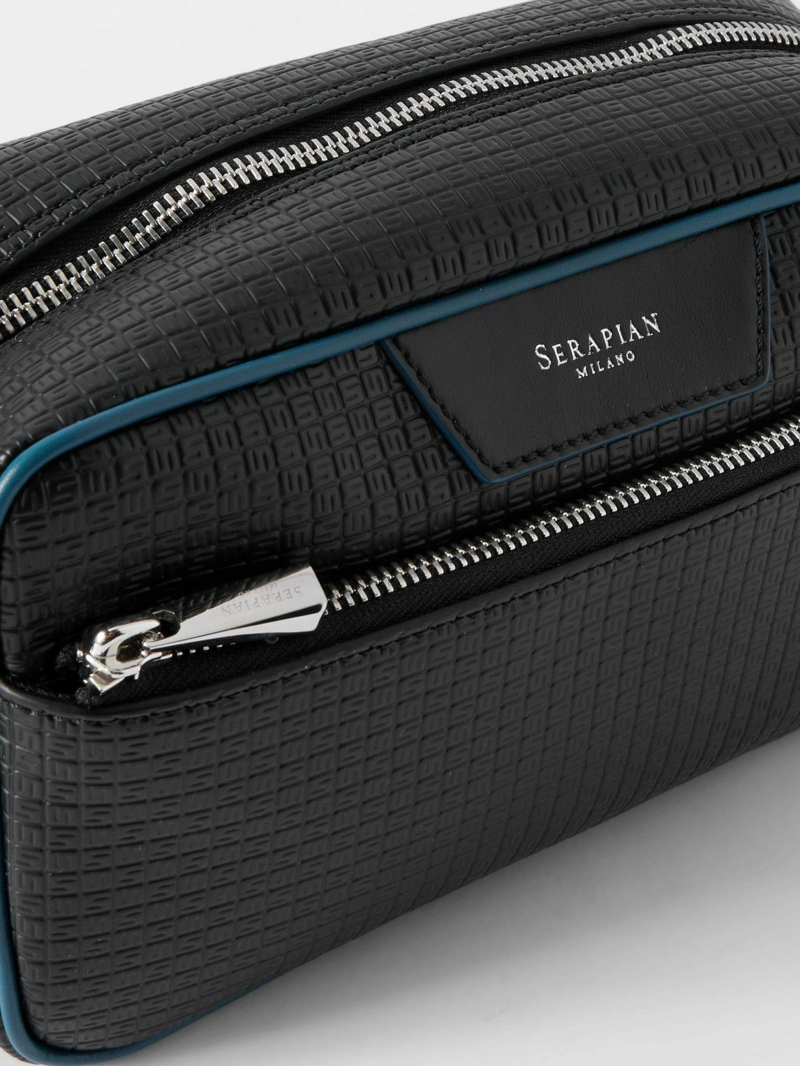 Serapian - Leather-Trimmed Stepan Coated-Canvas Wash Bag