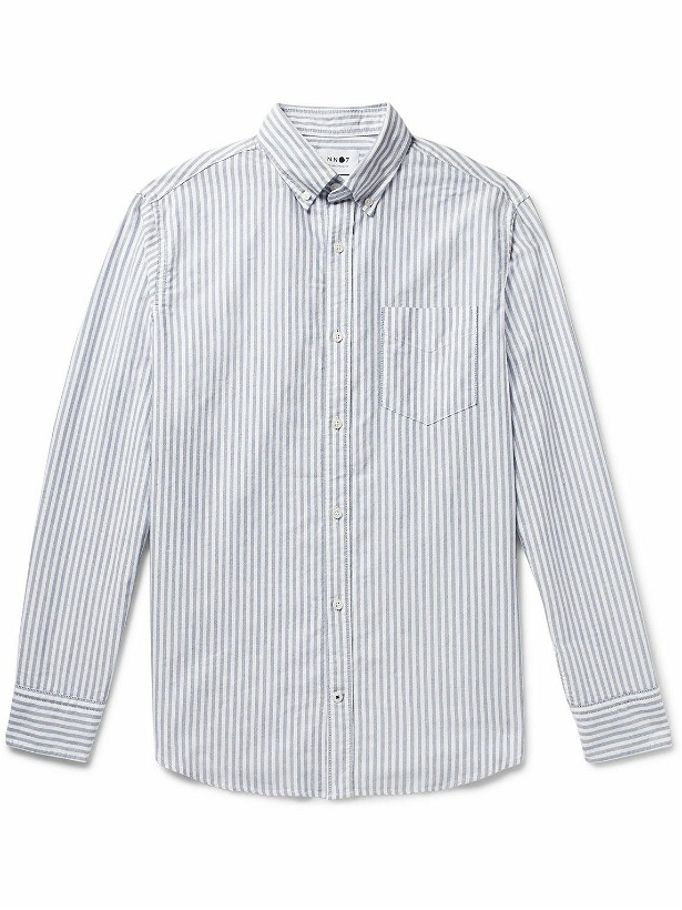 Photo: NN07 - Levon Button-Down Collar Striped Cotton Oxford Shirt - Blue