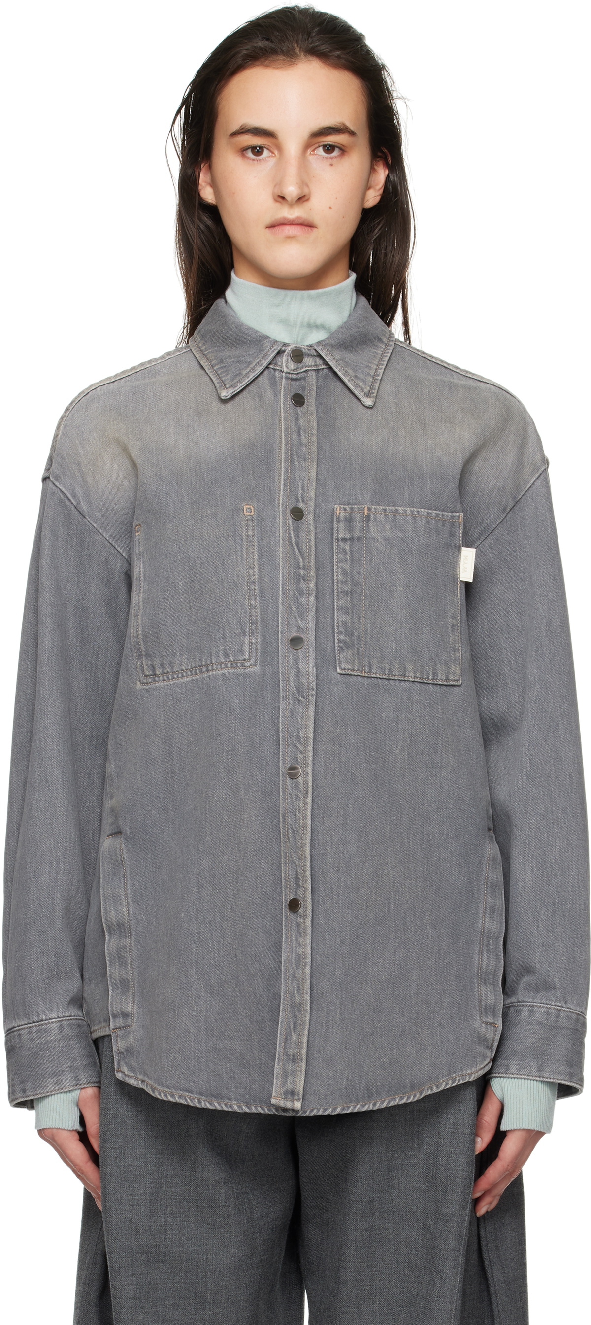 WOOYOUNGMI Gray Back Logo Denim Shirt