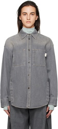 WOOYOUNGMI Gray Back Logo Denim Shirt