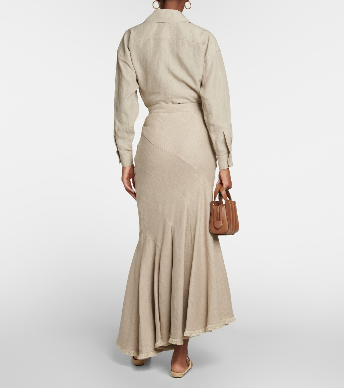 スカート Max Mara Studio Long beige linen-blend skirt Beige skirt | Max Mara