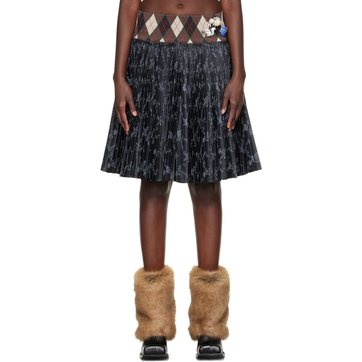 Photo: Chopova Lowena Black Crescent Pleated Knee Miniskirt