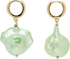 Gohar World Gold & Green Host Baroque Pearl Earrings