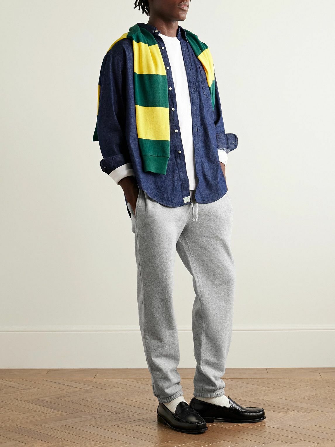 Noah - Core Tapered Logo-Embroidered Cotton-Jersey Sweatpants - Gray